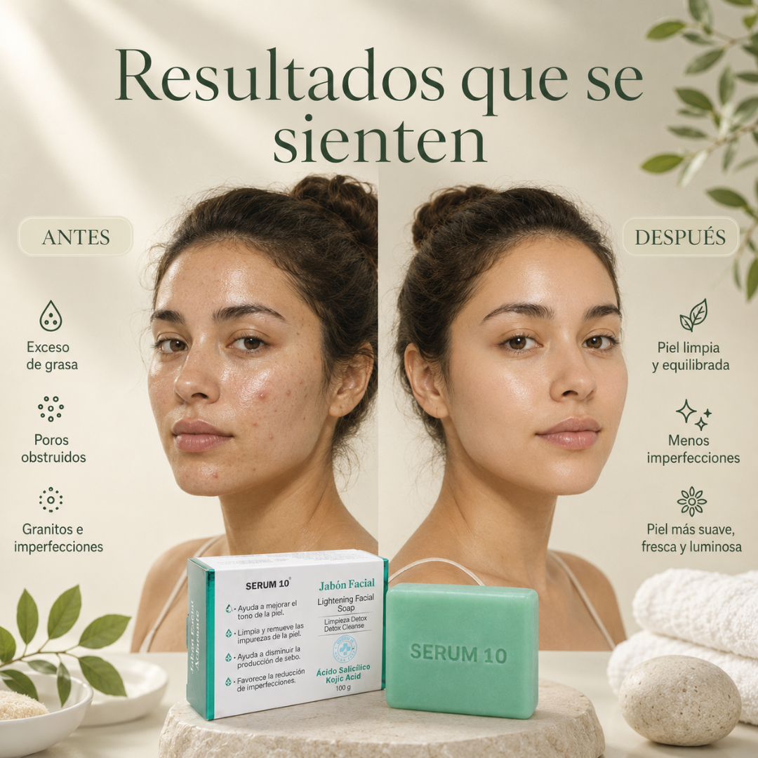 Jabón Facial Serum 10 con Ácido Salicílico y Kójico – Limpieza Detox