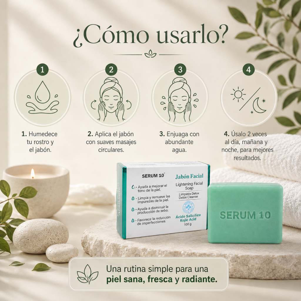 Jabón Facial Serum 10 con Ácido Salicílico y Kójico – Limpieza Detox