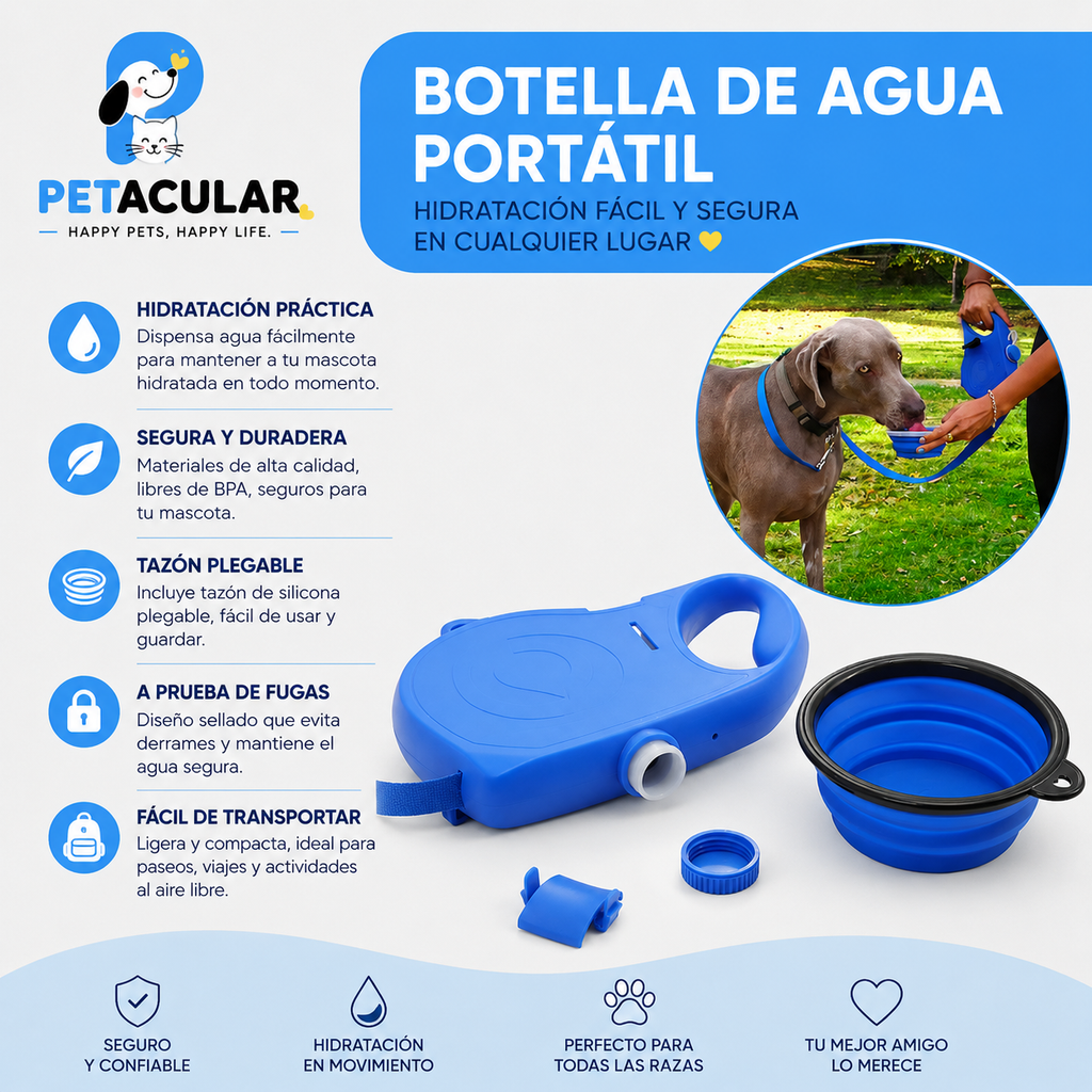 WalkPro 5 en 1 – Correa Multifuncional de Paseo con Bebedero y Tazón