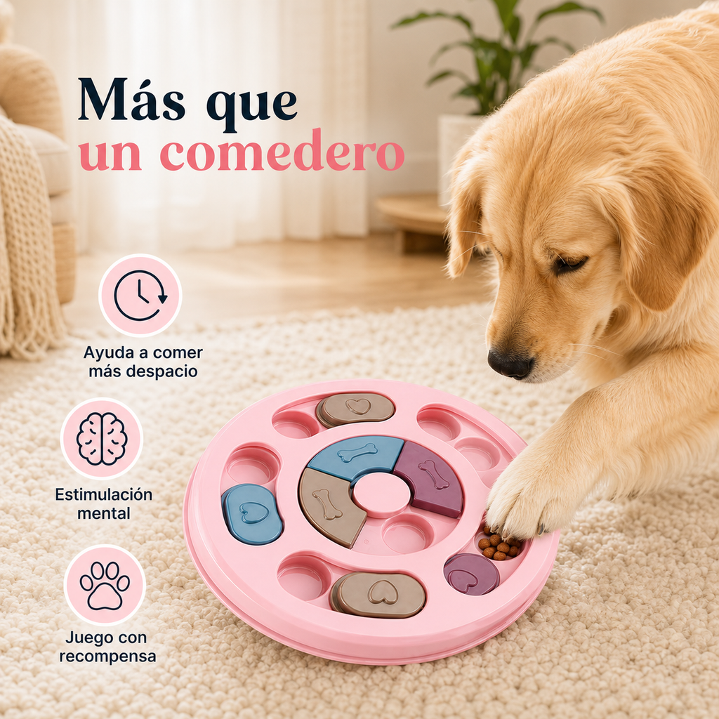 NutriSlow Puzzle rosa - alimentación lenta, estimulación mental y juego