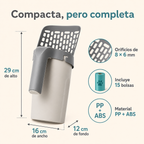 Pala recogedora para arenero - medidas, material y bolsas incluidas