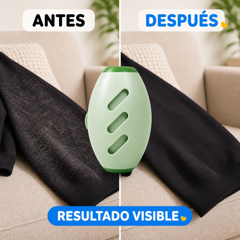 Antes y después de usar el rodillo quitapelusa
