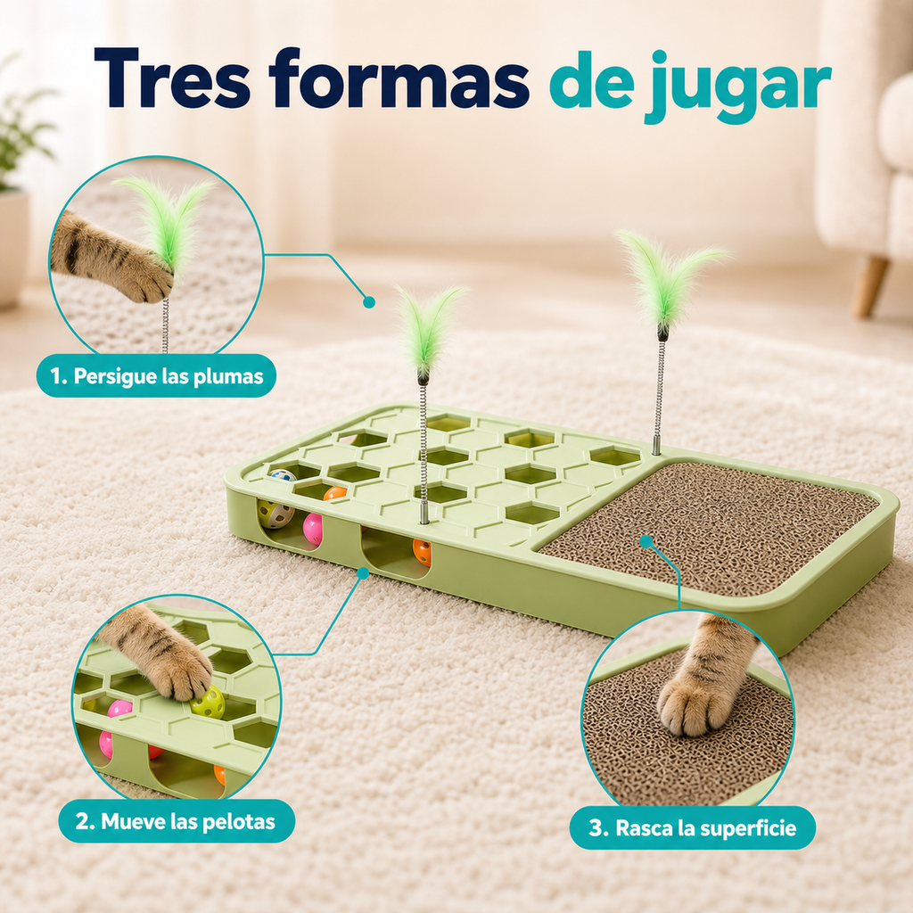 Tres formas de jugar con el rascador interactivo para gatos