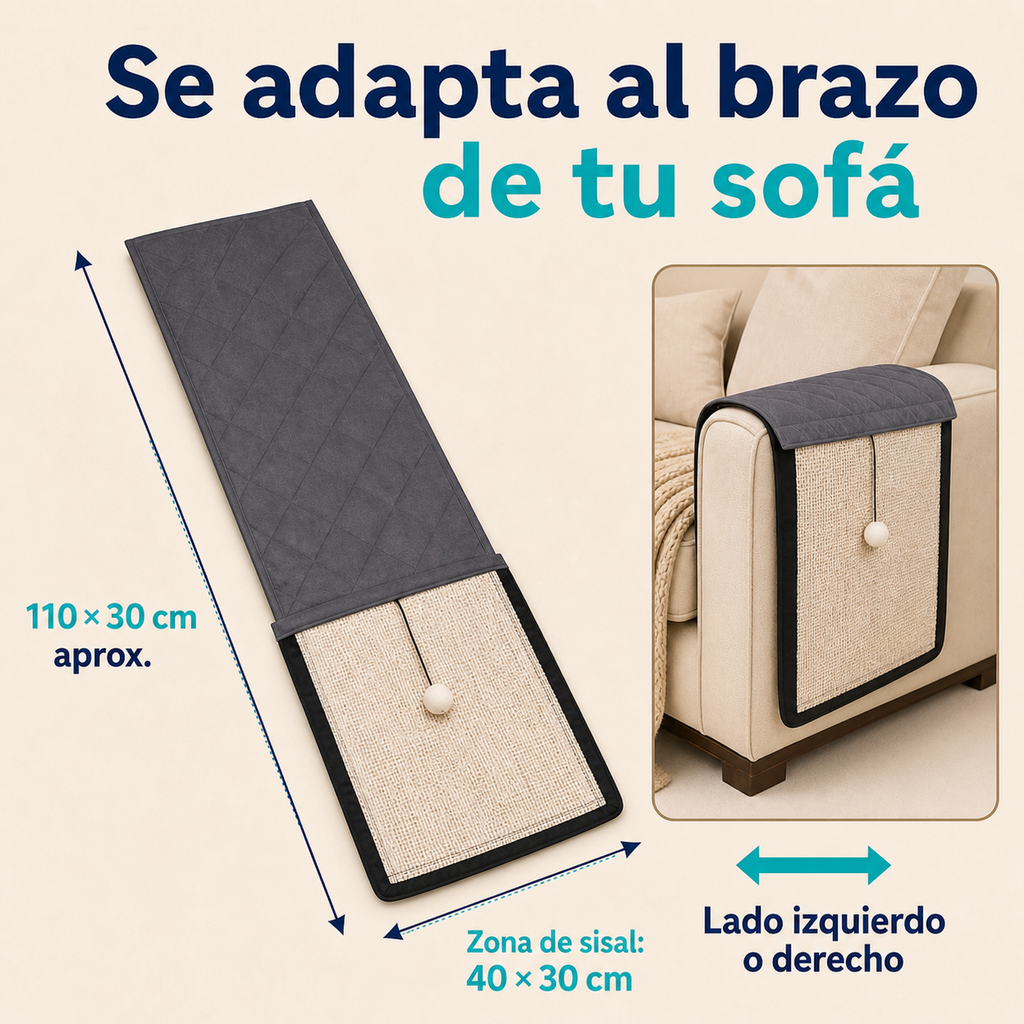 Medidas aproximadas e instalación izquierda o derecha del protector para sofá