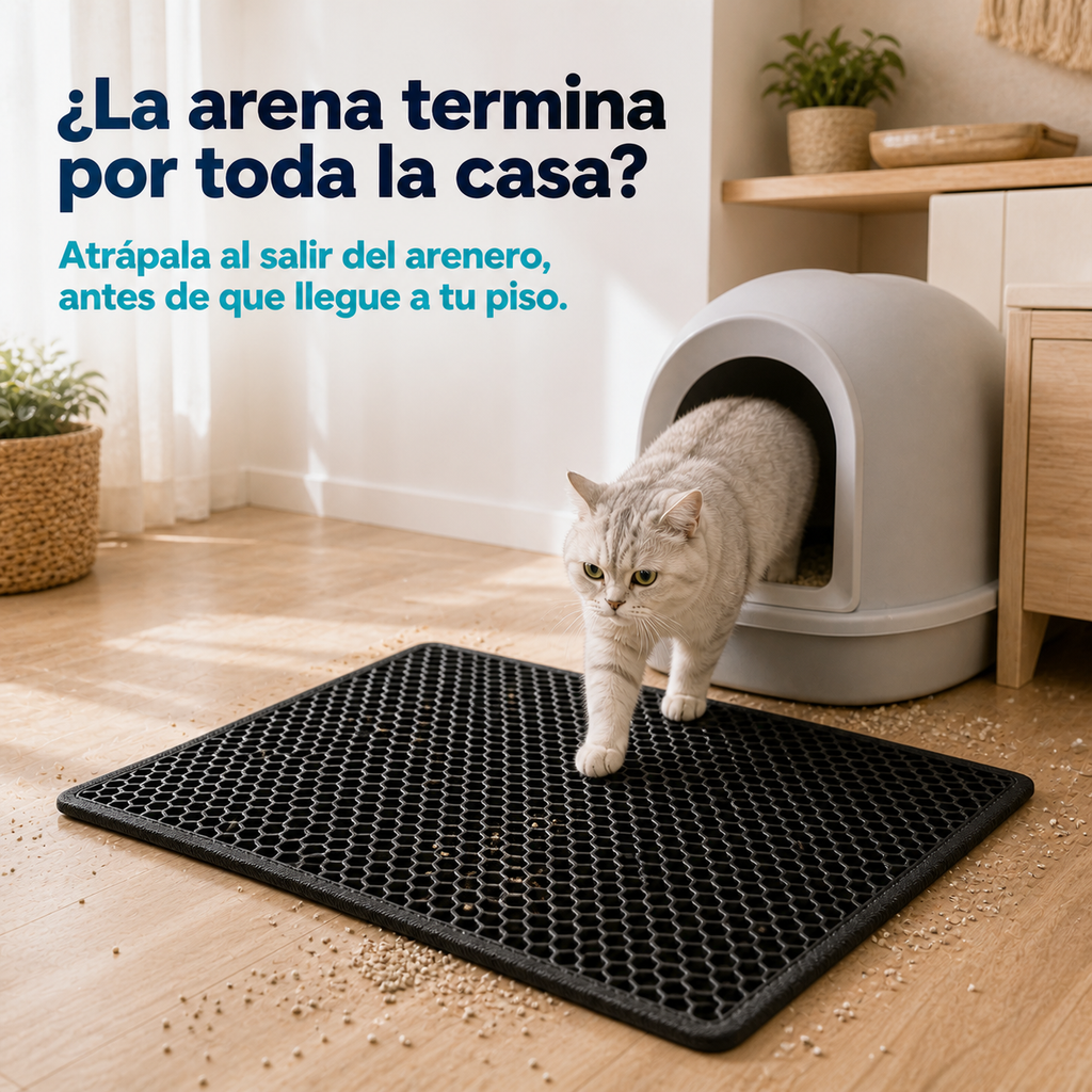 Tapete recolector para evitar que la arena se disperse fuera del arenero